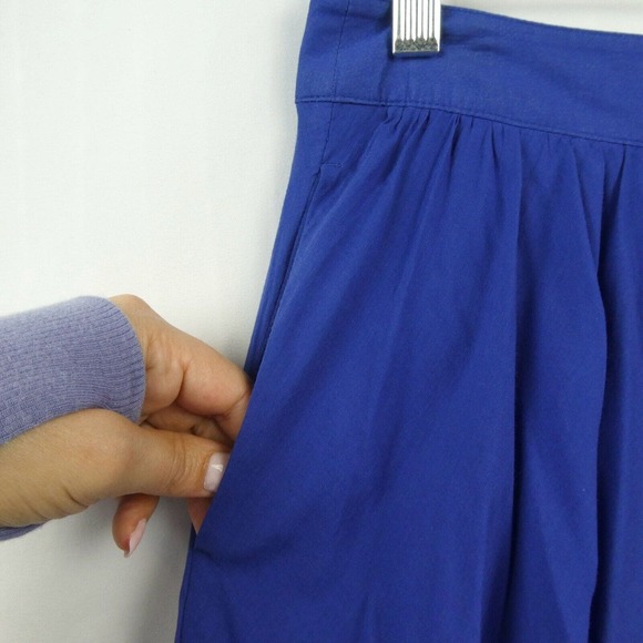 J. Crew Jardin Gauzey Pleated Midi Skirt Sz 6 Cobalt Blue Style 48698 Pockets - Picture 3 of 12